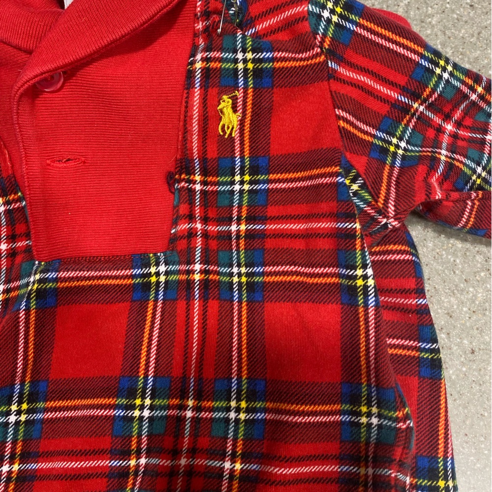 Ralph Lauren Red Plaid Sweater and Pants Matching Set